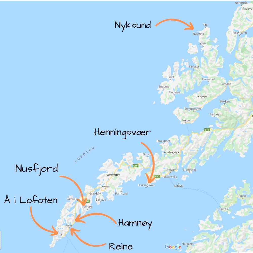 carte plus beaux villages Lofoten