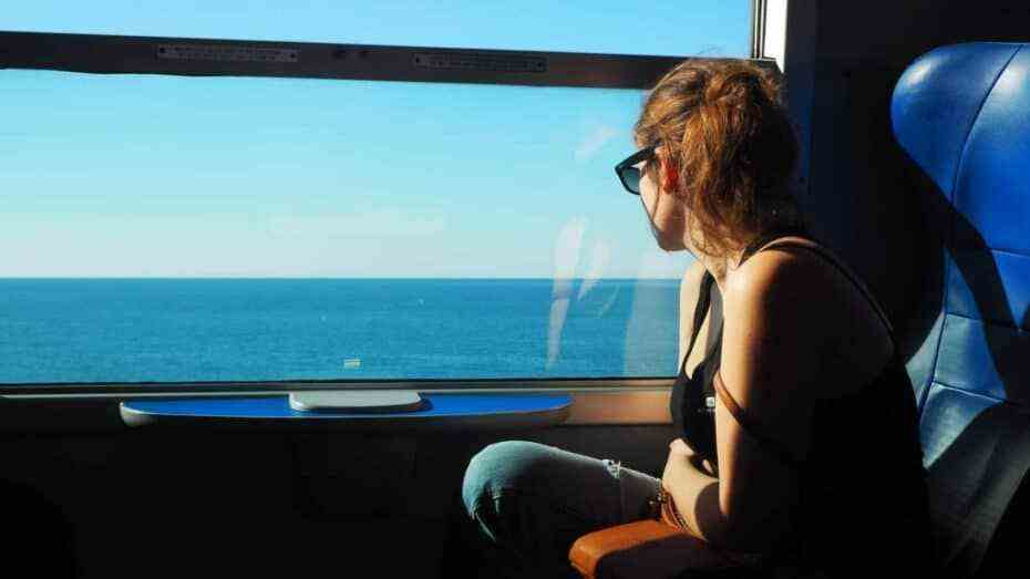 vue sur la Méditerranée, confortablement assis dans le train