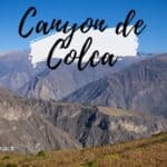 Vue panoramique du Canyon de Colca avec montagnes et ciel bleu.