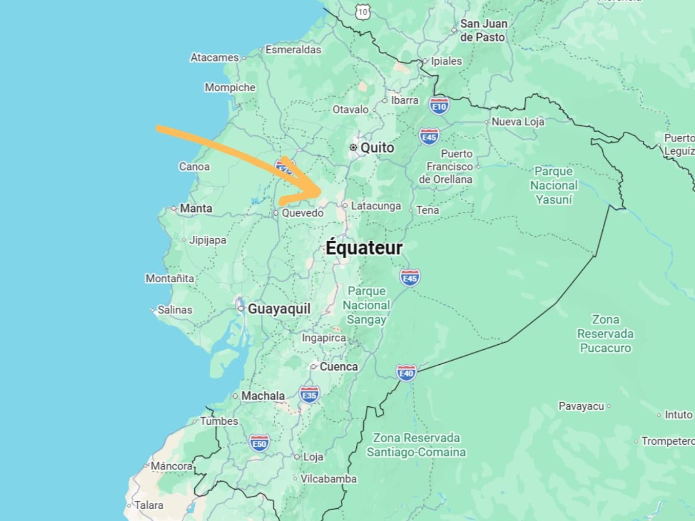 Carte équateur Quilitoa