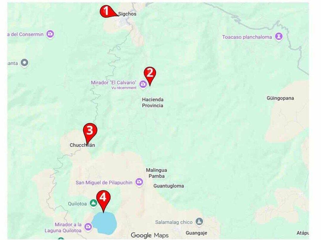 Carte trek boucle Quilitoa