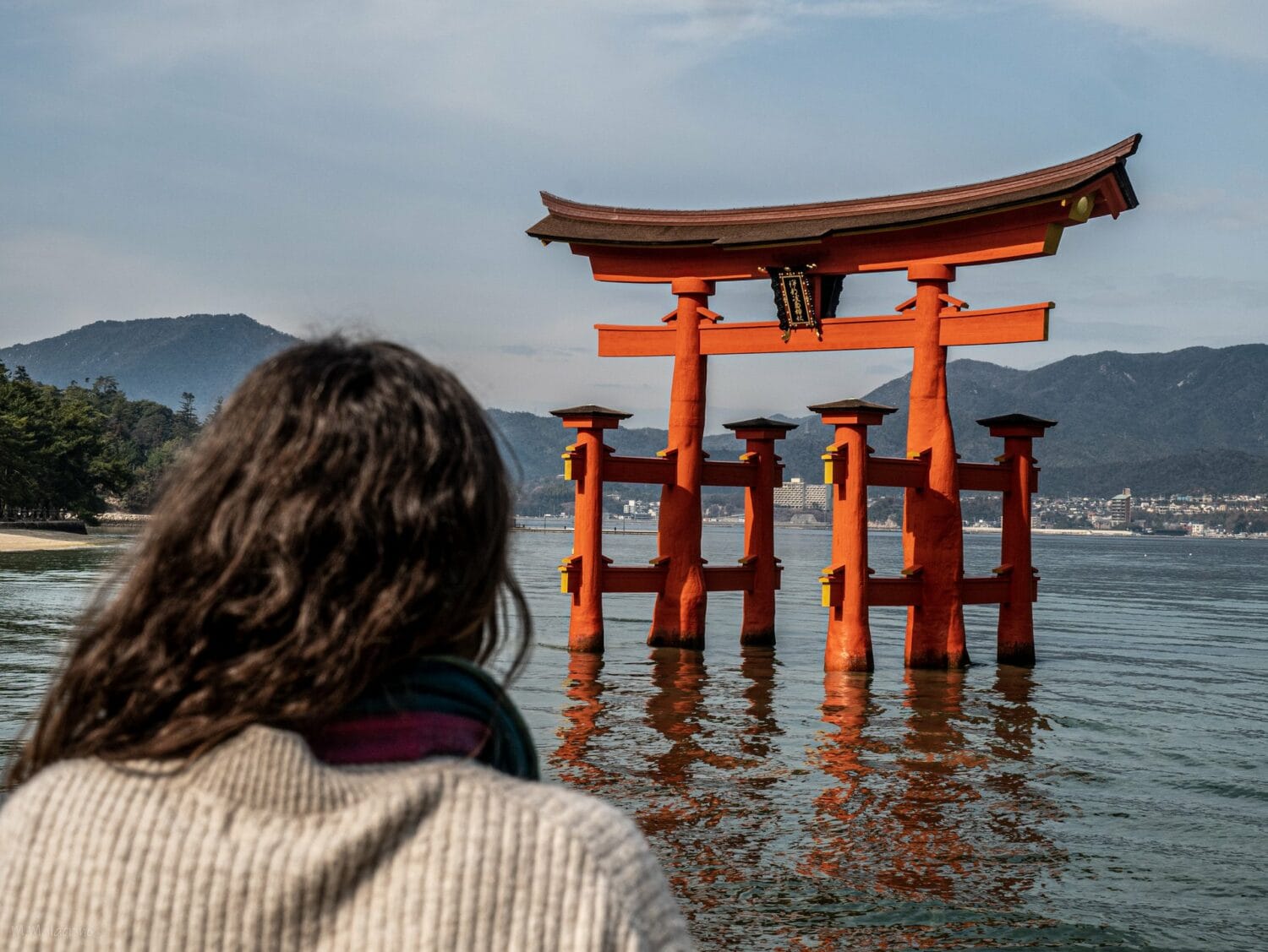 Le torii vermillon d'Itsukushima vu de près